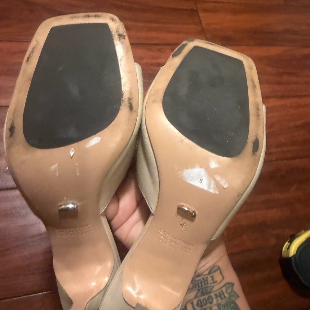 Tony Bianco Cream Square-Toe Mule Heels - Picture 10 of 11